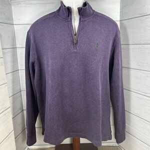 Vintage 90s Polo Ralph Lauren Men's XL Rib Quarter Zip Pullover Sweater Purple